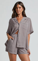 Brunita Shorts - High Waisted Tie Shorts in Moroccan Geo print