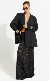 Kamille Maxi Skirt - Lace Mermaid Hem Skirt in Black