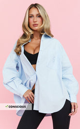 THP Collared Button Up Long Sleeve Shirt - THP Collared Button Up Long Sleeve Shirt in Blue