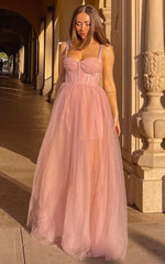 Emmary - Bustier Bodice Tulle Dress in Pink