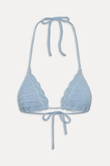 Nick Crochet Triangle Bikini Top - Blue Jay