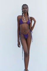 Nick Shine Triangle Bikini Top - Candied Violet