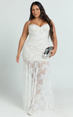 Adana Maxi Dress - Lace Fit And Flare Dress in White