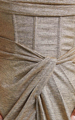 Adrie Midi Dress - Strapless Corset Bodice Dress in Gold