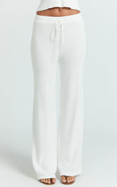 Agnes Pants - High Waist Crochet Pants in Off White