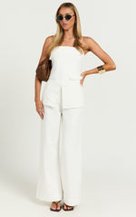 Aileen Pant - High Waisted Tailored Wide Leg Pant in White