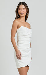 Akara Mini Dress - Strapless Wrap Dress in White