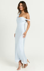 Alexia Midi Dress - One Shoulder Bust Slip Dress in Ice Blue