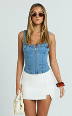 Allie Skort - High Waisted Thigh Split Mini Skort in White