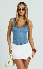 Allie Skort - High Waisted Thigh Split Mini Skort in White