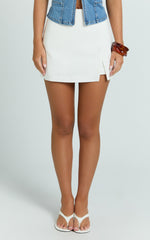 Allie Skort - High Waisted Thigh Split Mini Skort in White