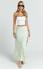 Amari Maxi Skirt - High Waisted Bias Cut Skirt in Mint