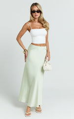 Amari Maxi Skirt - High Waisted Bias Cut Skirt in Mint