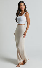 Amari Maxi Skirt - High Waisted Bias Cut Skirt in Oyster