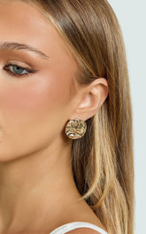 Anastasia Circle Textured Earrings in Gold