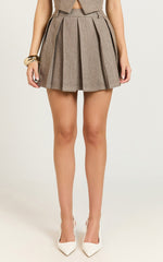 Andie Mini Skirt - Tailored Pleated Mini Skirt in Grey