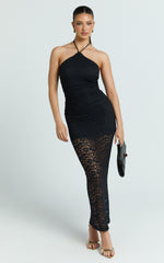 Andrea Maxi Dress - Lace Halter Bodycon Dress in Black