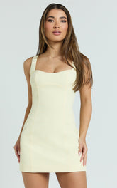 Aretha Mini Dress - Panel Dress in Lemon