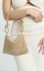 Azure Diamonte Knot Detail Bag in Gold