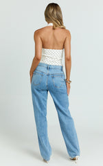 Barker Jeans - Low Rise Recycled Denim Straight Leg Jeans in Mid Blue Wash