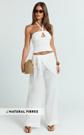 Behati Pants - Sarong Tie Waist Sheer Pants in Off White