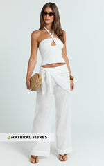 Behati Pants - Sarong Tie Waist Sheer Pants in Off White