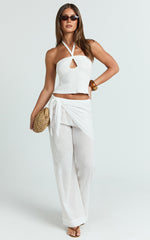 Behati Pants - Sarong Tie Waist Sheer Pants in Off White