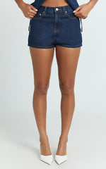 Benny Shorts - Mid Rise Mini Denim Shorts in Indigo Wash