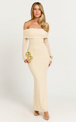 Bethanie Maxi Dress - Off The Shoulder Mesh Dress in Cream