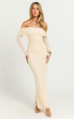 Bethanie Maxi Dress - Off The Shoulder Mesh Dress in Cream