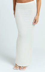 Billie Maxi Skirt - Column Textured Jersey Skirt in Off White