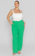 Bonnie Pants - High Waisted Tailored Wide Leg Pants in Green