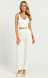 Brianna Pants - High Waist Tapered Pants in White