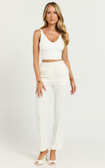 Brianna Pants - High Waist Tapered Pants in White