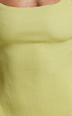 Brie Midi Dress - Scoop Neck Knit Slip Dress in Chartreuse