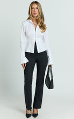 Brienne Pants - High Rise Split Hem Slim Pants in Black