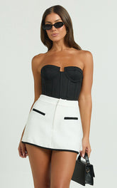 Brigitte Bodysuit - Sweetheart Paneled Bodysuit in Black