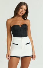 Brigitte Bodysuit - Sweetheart Paneled Bodysuit in Black