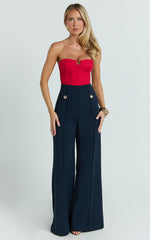 Brigitte Bodysuit - Sweetheart Paneled Bodysuit in Red