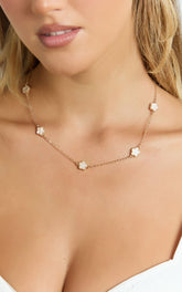 Britt Multi Clover Pendant Necklace in Gold