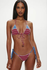 Mackenzie Cheeky String Bikini Bottom - Red Summer Stripe
