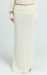 Calla Maxi Skirt - Split Gathered Fold Skirt in Cream