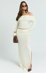 Calla Top - Long Sleeve Off Shoulder Top in Cream