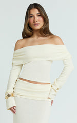 Calla Top - Long Sleeve Off Shoulder Top in Cream