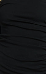 Carla Mini Dress - Rolled High Neck Bodycon Dress in Black