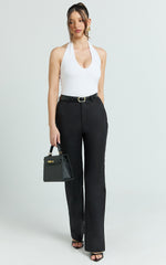 Carolyn Pants - High Waist Slim Straight Leg Tailored Pants in Black