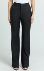 Carolyn Pants - High Waist Slim Straight Leg Tailored Pants in Black