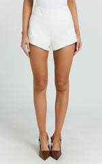 Cassandra Shorts - High Waisted Fitted Micro Shorts in White