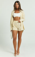 Chaemay Shorts - Line Boxer Shorts in Lemon Stripe