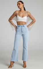 Charess Top - Diamante Mesh Long Sleeve Top in Gold